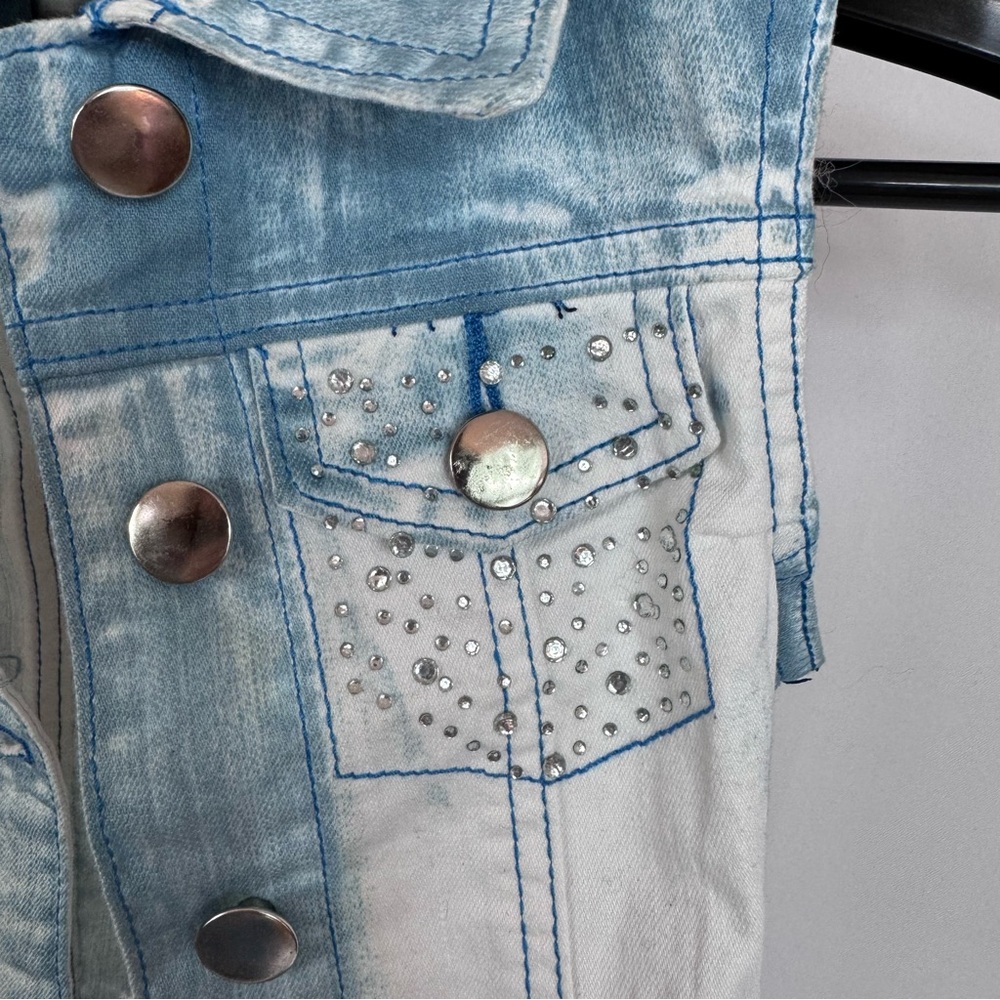 Thrill Rhinestone Denim Vest Toddler Girls 3T Light Wash